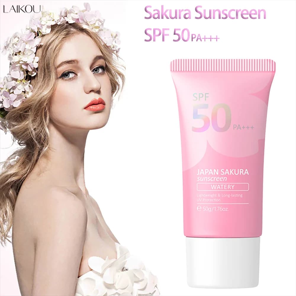 Laikou Sakura Moisturizer Sunscreen Cream Protector Facial Sun Block Spf50 Gel Isolation Lotion Face Suncream 50g