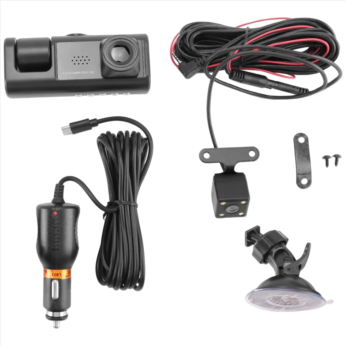 3 DVR camera lens for Dash Cam 3-channel HD 1080P front and back Dashcam night vision video recorder