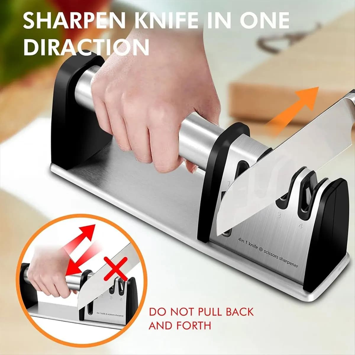 ABZF Affilacoltelli, 4 in 1 Accessori per coltelli da cucina professionali per chef, lama da cucina e strumento per affilare forbici