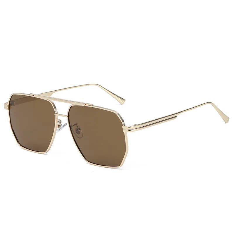 Nuovi occhiali da sole polarizzati a doppia montatura in metallo, alla moda, unisex, con montatura poligonale grande, personalizzati e di tendenza.