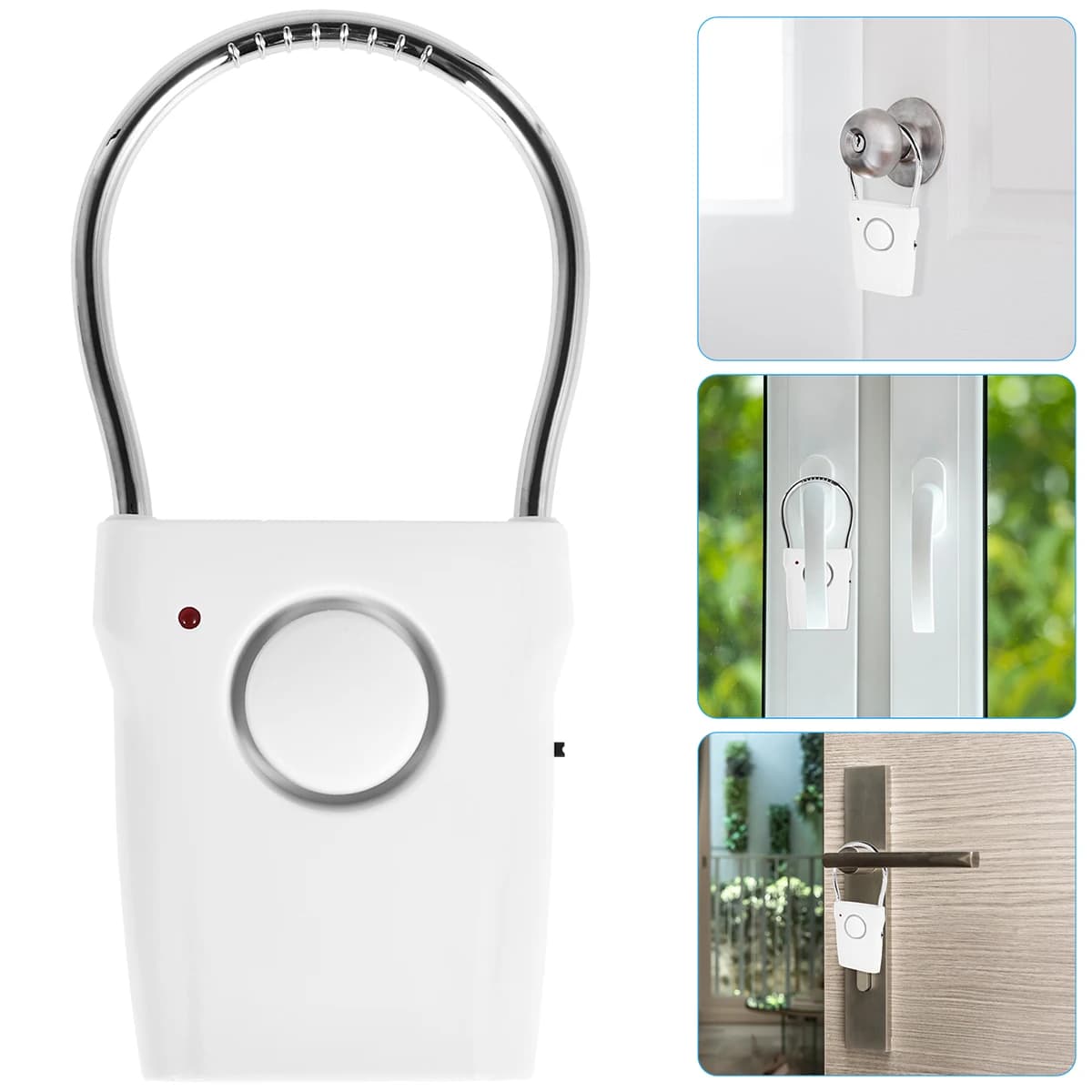 Allarme maniglia porta intelligente Allarme di sicurezza porta 110 dB con impostazioni regolabili Allarme finestra portatile Rilevatore ultrasottile per i viaggi