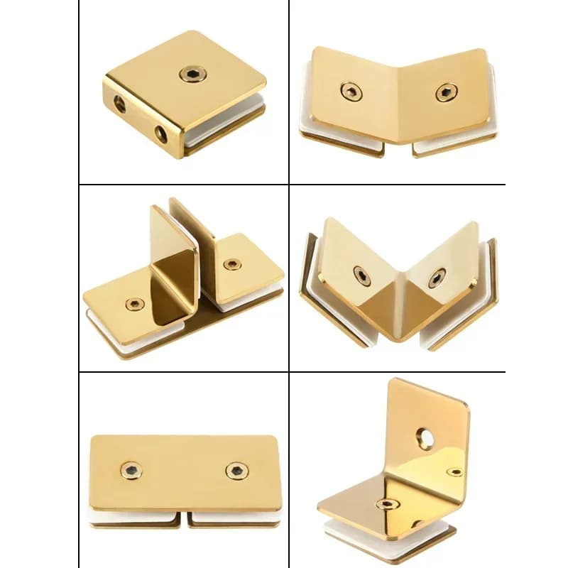 Clip per vetro in acciaio inossidabile 304 Clip fissa per porta in vetro per bagno dorata Codice fisso Clip per collegamento per doccia con divisorio angolare