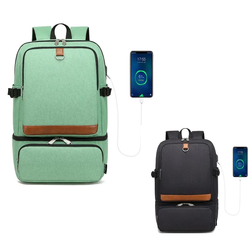 Zaino per laptop nero alla moda con scomparto Zaini impermeabili USB Borse termiche Borsa per il pranzo termica per escursioni all'aperto