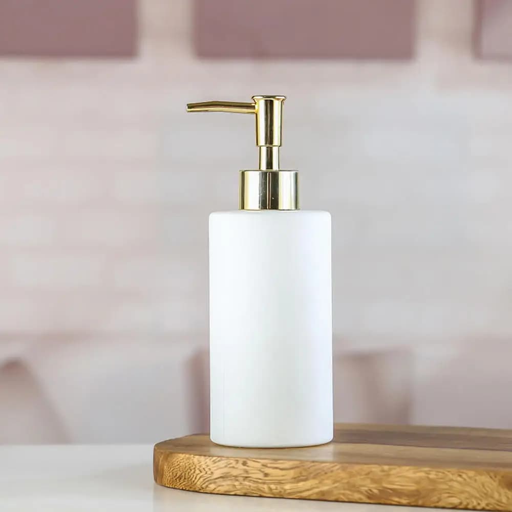 Bottiglia vuota per dispenser di sapone da 320 ml Bottiglie rotonde per shampoo balsamo con pompa Contenitore per doccia in vetro per bagno dell'hotel