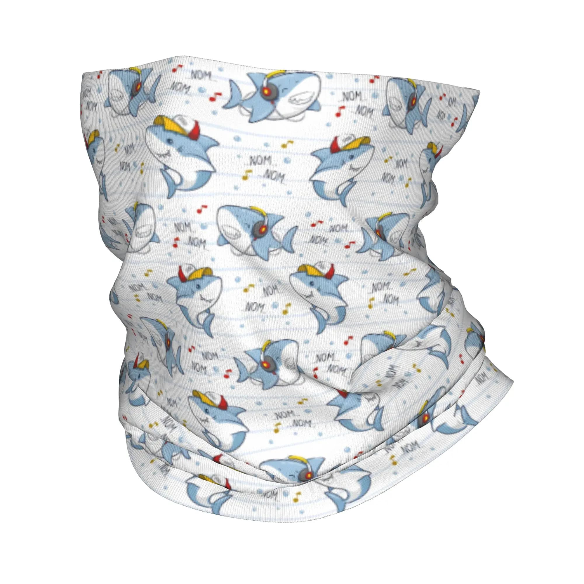 Sciarpa Maschera Multifunzione con Stampa Squalo Cartone Animato, Copricollo Caldo Antivento Unisex per Adulti, Ideale per la Corsa