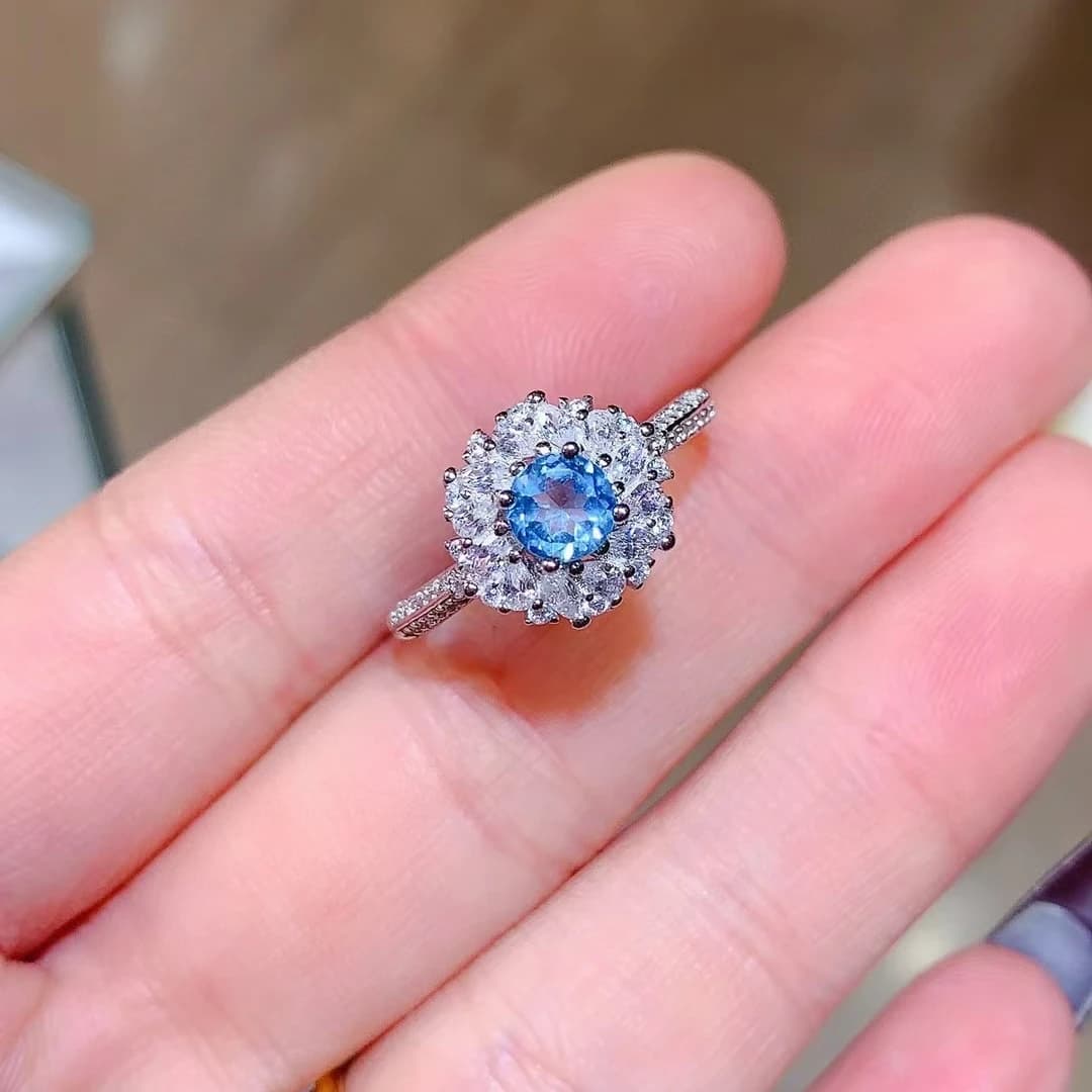 KJJEAXCMY anello in argento S925 con topazio naturale puramente ad alta chiarezza, pieno di lucentezza, semplice, besteller per il regalo di compleanno