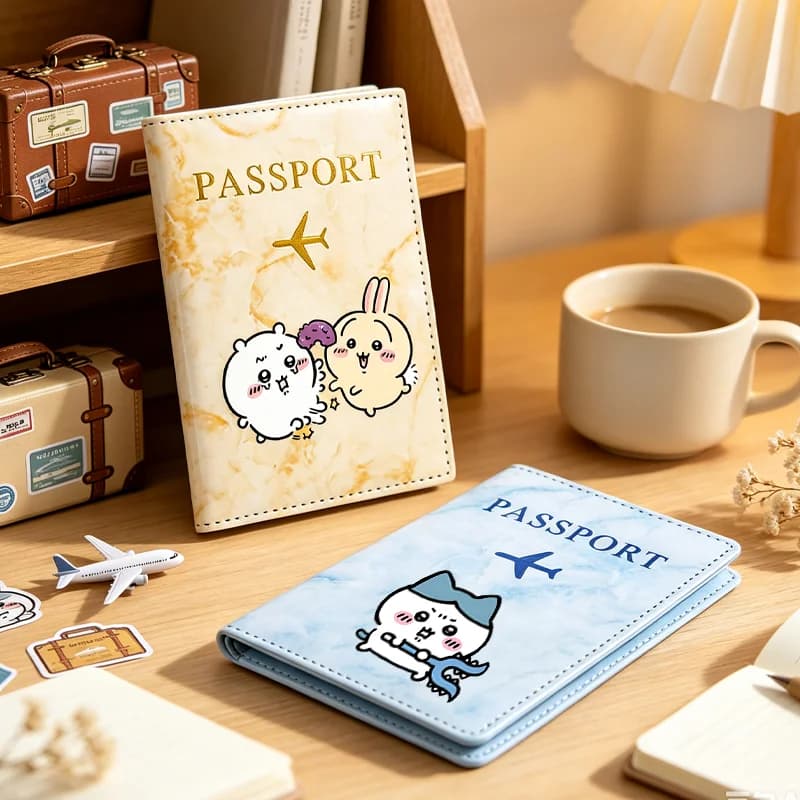 Chiikawas Passport Covers Ultra-thin Document Holder Cartoon Cute Hachiware Usagi Travel Waterproof Passport ID Card Covers Gift