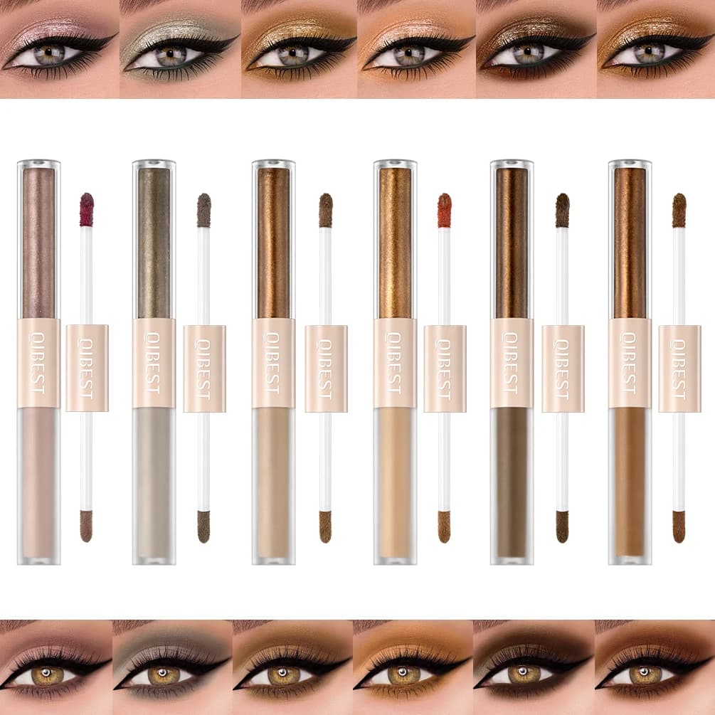QIBEST Double End Glitter Matte Ombretto Stick Matita Ombretto Trucco Impermeabile Bicolor Shimmer Cosmetici Strumento per il trucco di bellezza