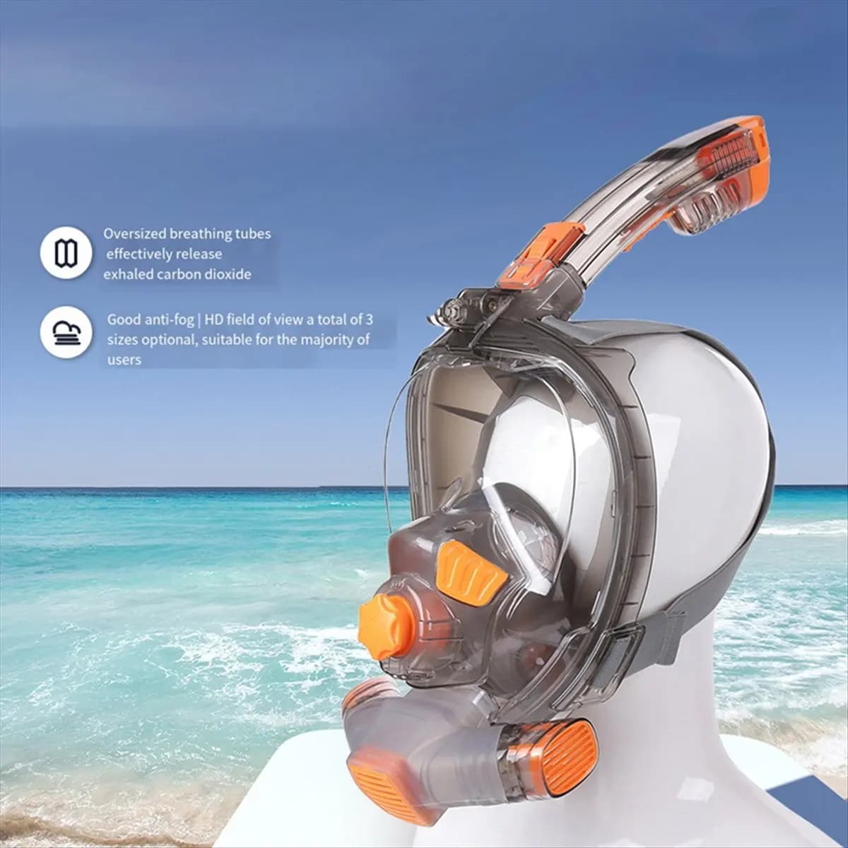T22C Snorkel Mask Man Woman Scuba Underwater Full Face Diving Mask Snorkeling Masks 180 View Anti-Fog Anti-Leak(L/XL)