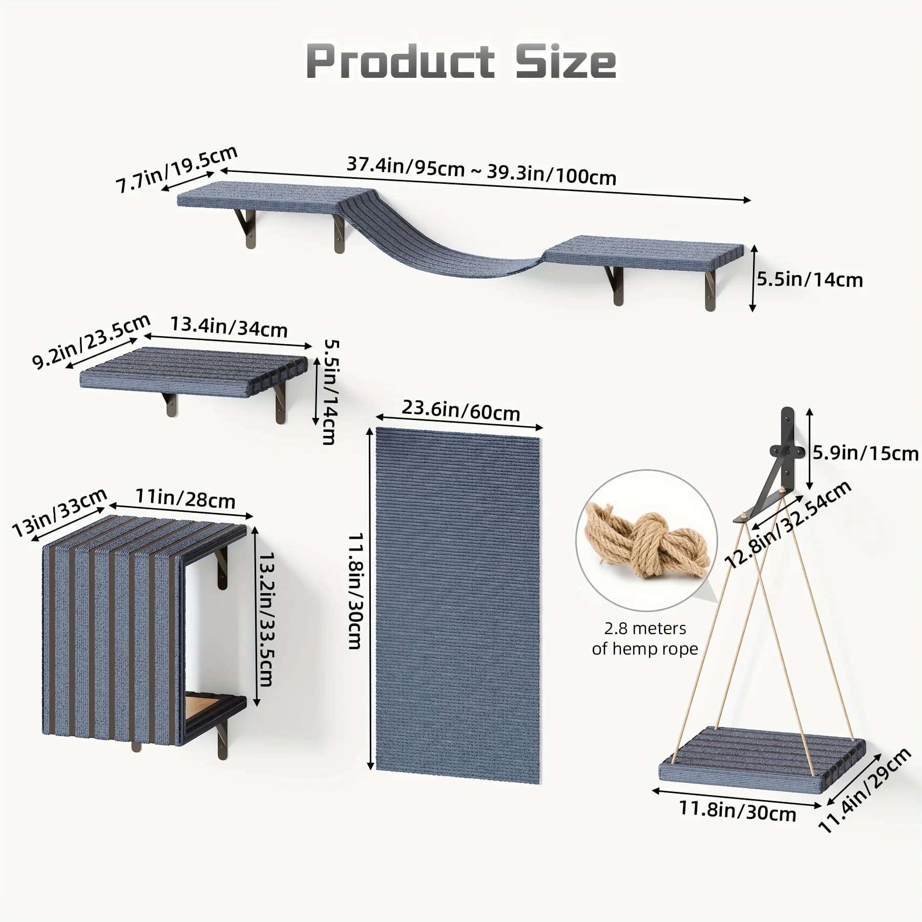 TOMNK Wall Mounted Cat Climber Set, Cat Wall Climbing System, Cat Furniture Set, Cat Climber with Cat House, Tunnel, Bridge, Tree, Steps, Scratcher Board And Hammock, Cat Shelves for Indoor, Luxury Cat Walls