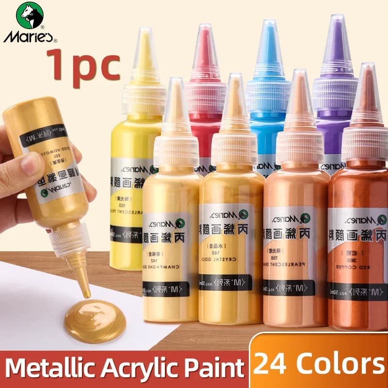 Marie's Metallic Acrylic Paint,Pearlescent Shiny Pigments for DIY, Wood,Glass,Porcelain,Drawing(50ml/1.7fl. oz)