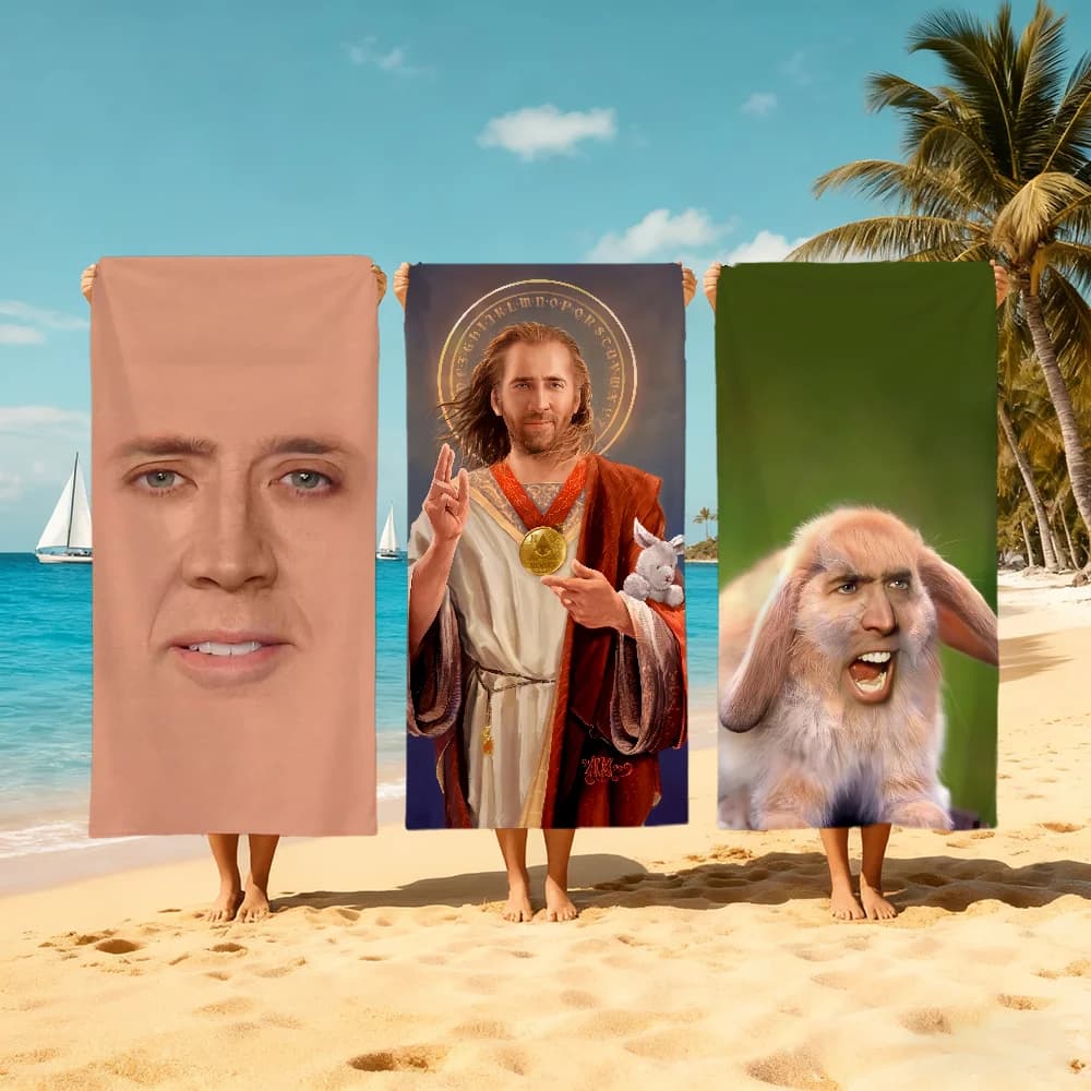 N-Nicolas Cage Towel Large Quick-Drying Microfiber Soft Beach Towel for Travel Fitness Sauna Bathing Camping