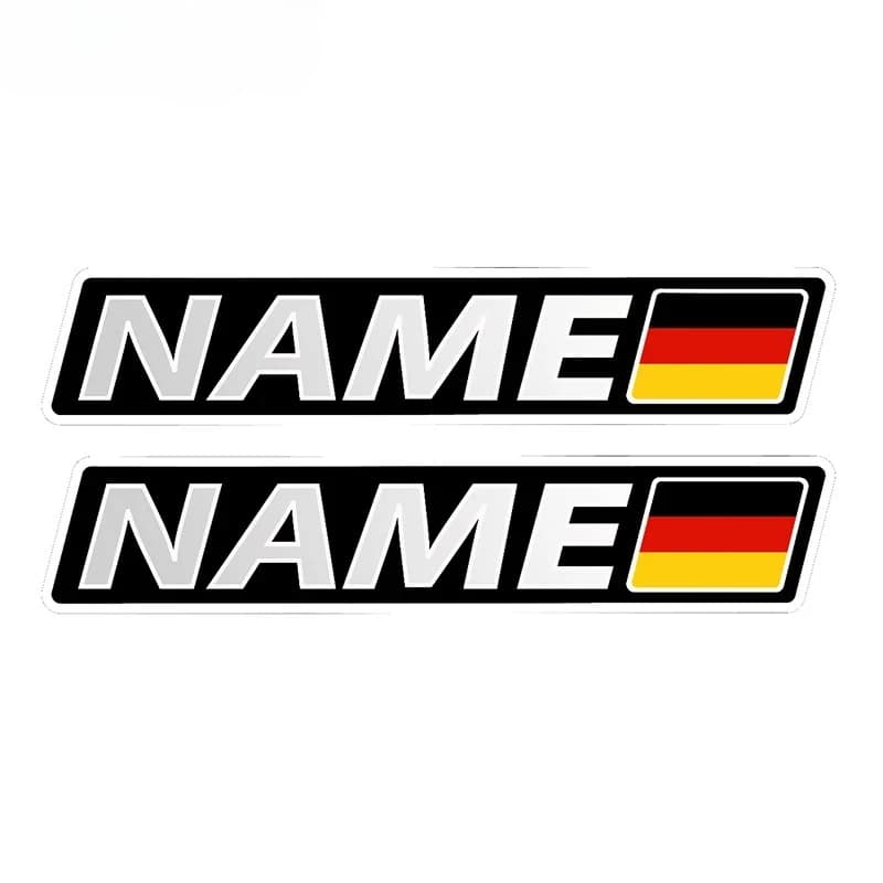 2 Custom name Auto Flag Bike Kart bumper Helmet Motorcycle Decalcomania Vinyl cover PVC waterproof scratched
