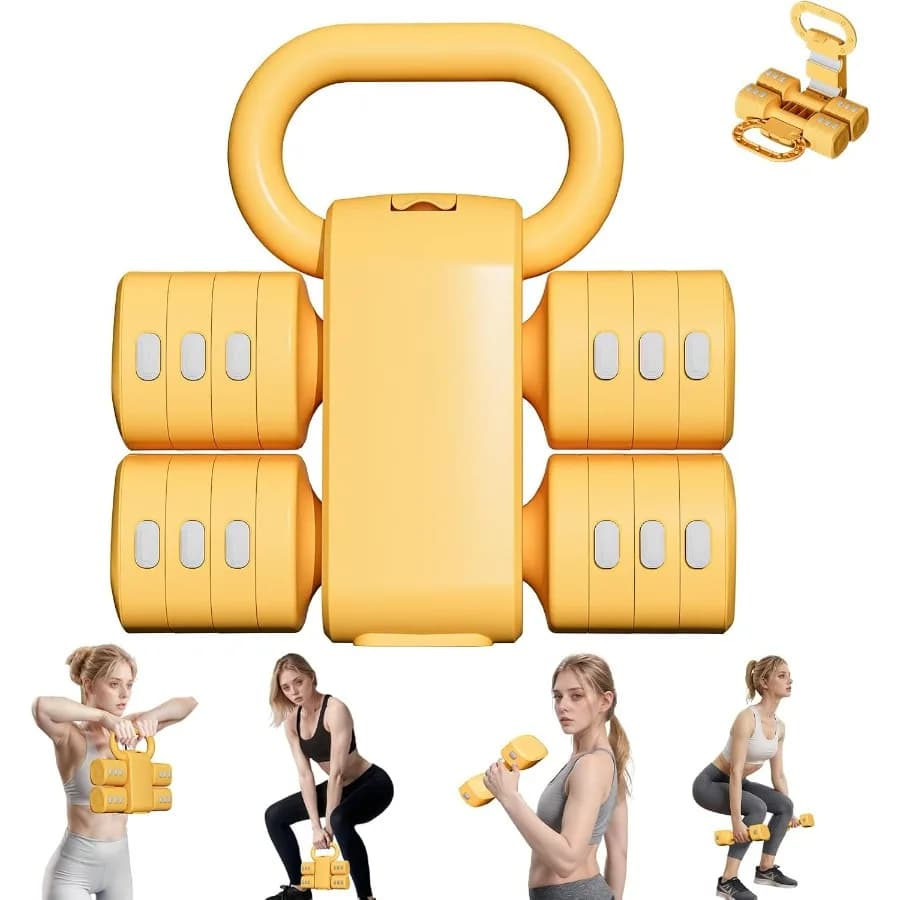 Set Kettlebell adjustable, set Kettlebell 4 in 1 with free weight (5.5 pounds 7.7 pounds 9.9 pounds 12.1 pounds) for woman, 2 weight dumbbell set