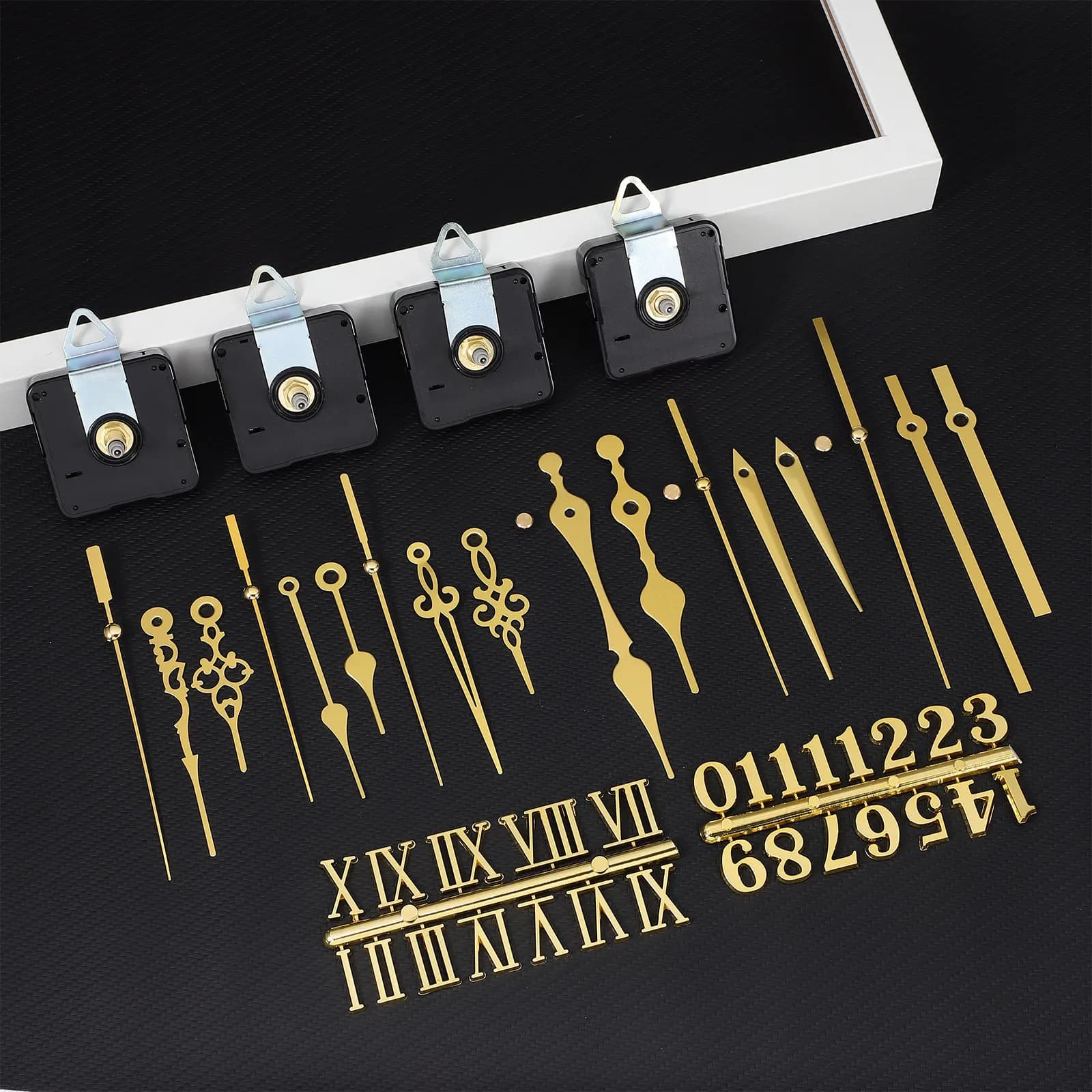 Kit Movement Golden Watch with Long Tree Mechanism for Repair Fa-da-te Wall Clocks, Includes Hands and Numbers