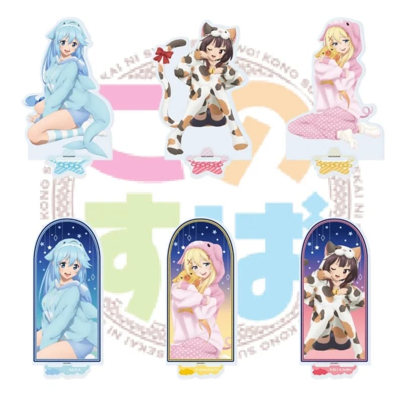 Konosuba Anime Pajama Version Statuetta in Acrilico Aqua Megumin Darkness Portachiavi Personaggio Cartoon Giocattoli Regali per Fan 15cm