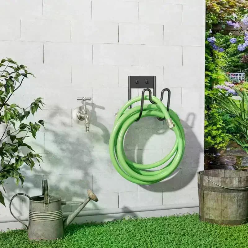 Mounted Garden Hose Holder Sprayed Iron Water Pipe Storage Rack Heavy Duty Rustproof For Backyard Lawn Irrigation Organizer Wall