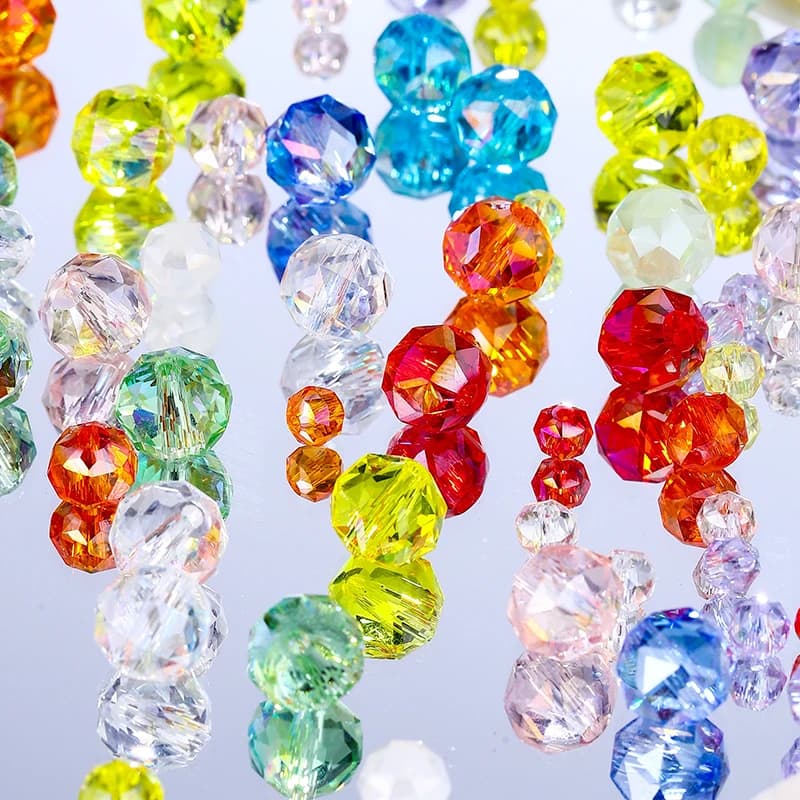 Perline in Vetro Cristallo Sfaccettate 4-8mm, Perline Rondelle Distanziatrici per Creazione di Gioielli, Bracciali, Collane e Ciondoli