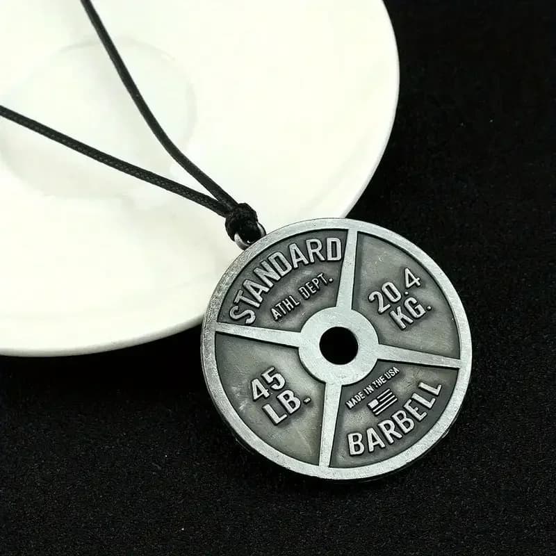 Vintage punk weight lifting poles Necklace with handlebars with barbells Fashion trend Men Fitness Gym Sports jewelry gift