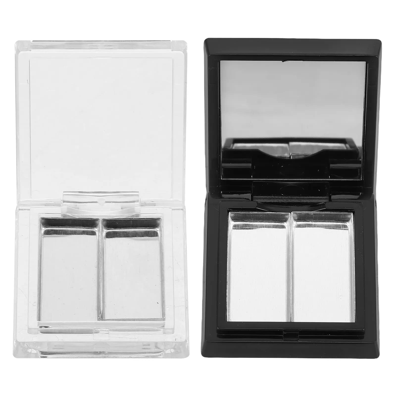 2 Pezzi Palette Trucco Fai-da-te Vuota, Vassoio Doppio Scomparto per Ombretto, Contouring, Illuminante e Blush, Organizer Portatile da Viaggio
