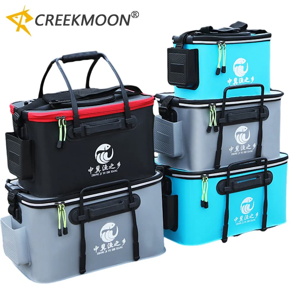 Fishing bucket 30/40/50cm Bag for equipment with side pocket Foldable box for live fish Bags for storing water for outdoor waterproof camping