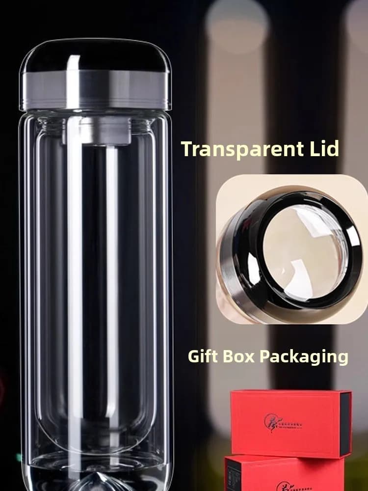 Angel's Eye Handmade Double Layer Thiened Glass Cup High End Tea Brewing Cup Busin Gifts Car Mounted Cup with Inner Tank