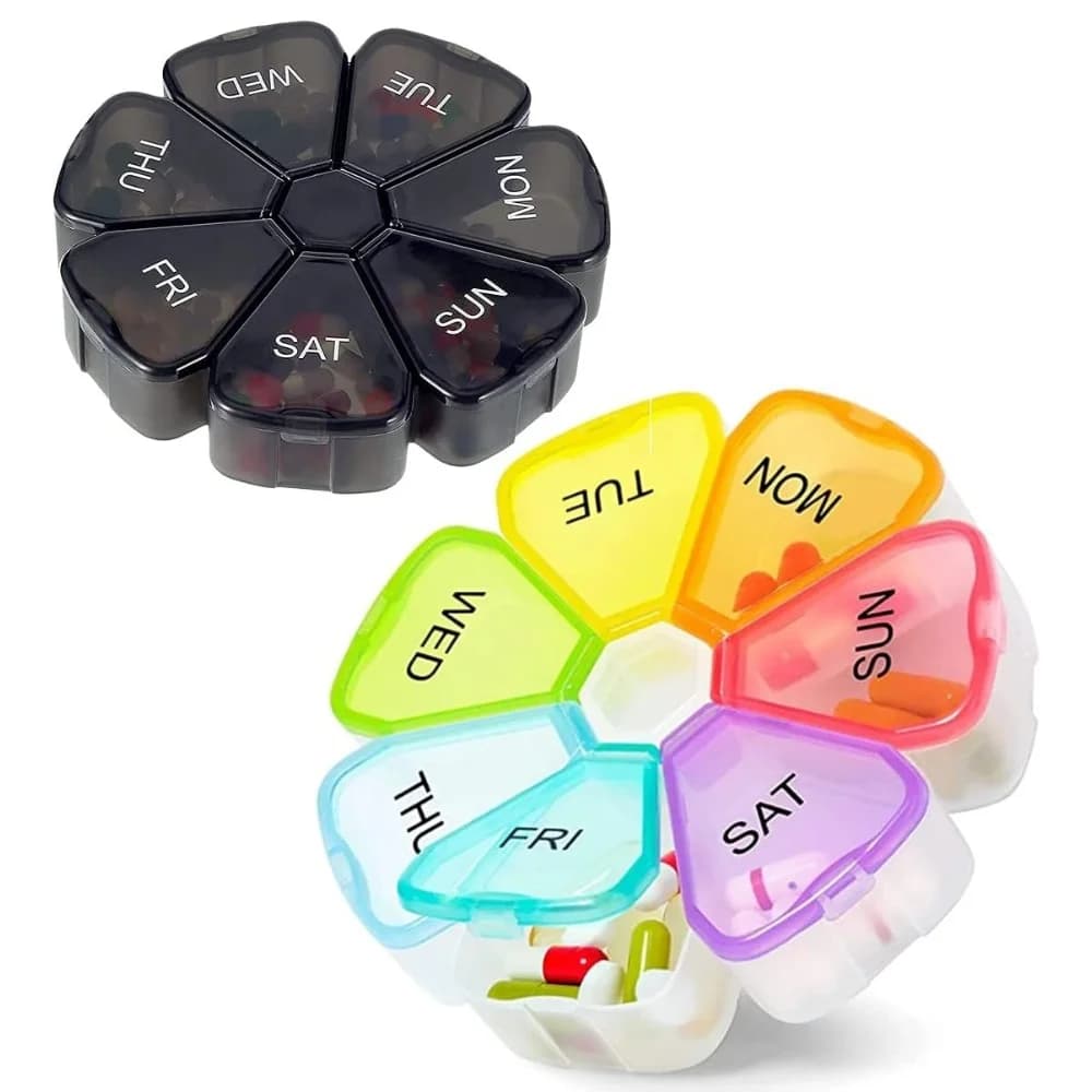 New Portable Hot Premuim 7 Days 7 Months Weekly Rainbow Pills Box Organizer Storage Container for Medicines Vitamins Fish Oils