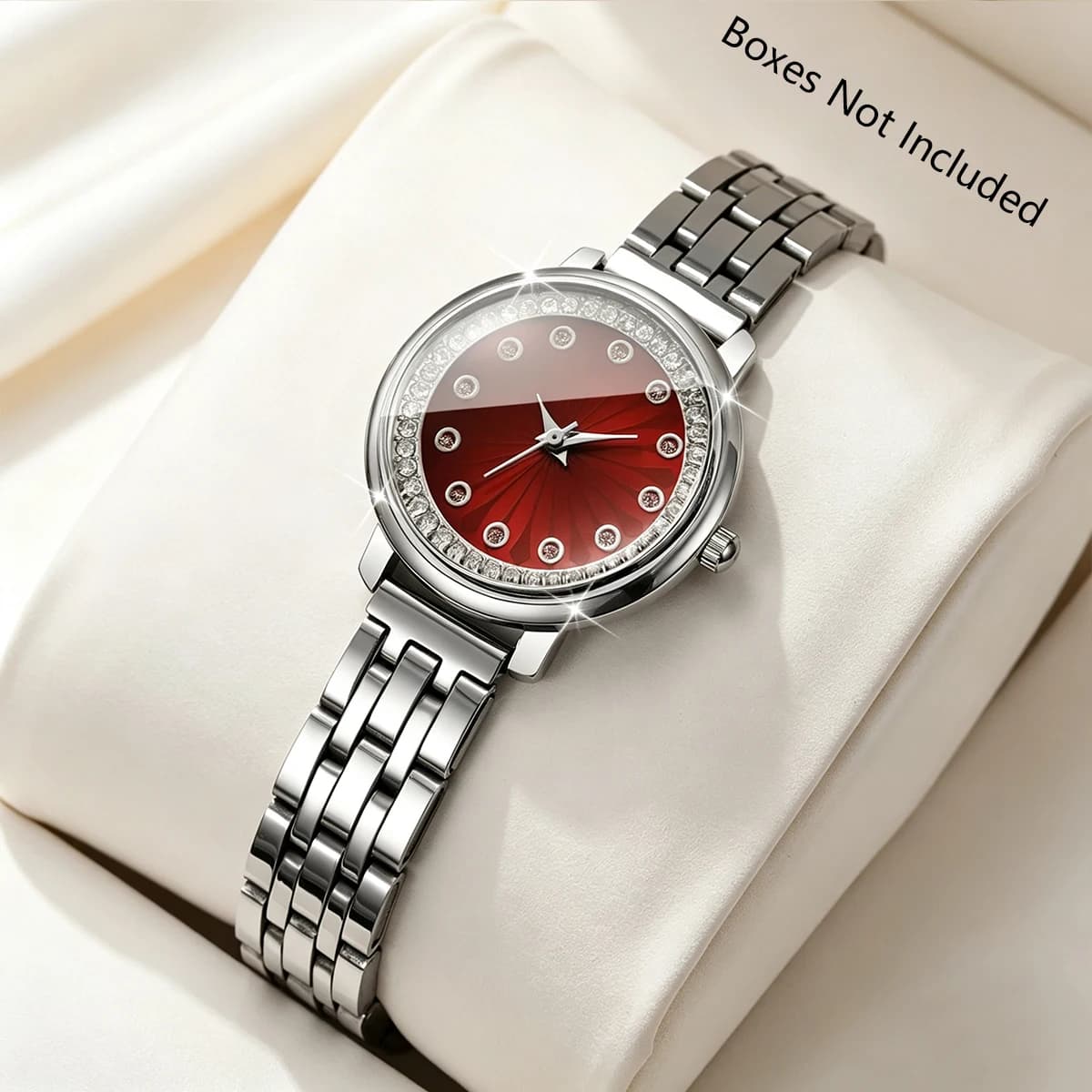 Elegant Rhinestone Women Quartz Watch Stainless Steel Strap Ladies Wristwatches for Girls Clock Relogio Feminino (Without Box)