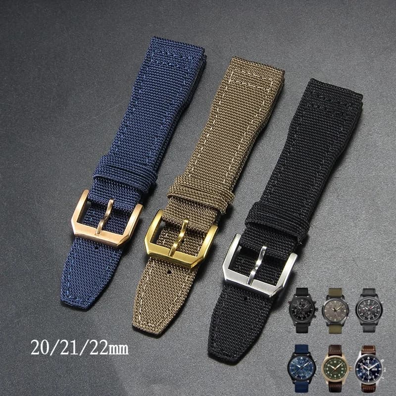 Universal Replace Bracelet Quick Release Watchband 20mm 21mm 22mm Canvas Nylon Sport waterproof Strap For IWC Pilots Watch