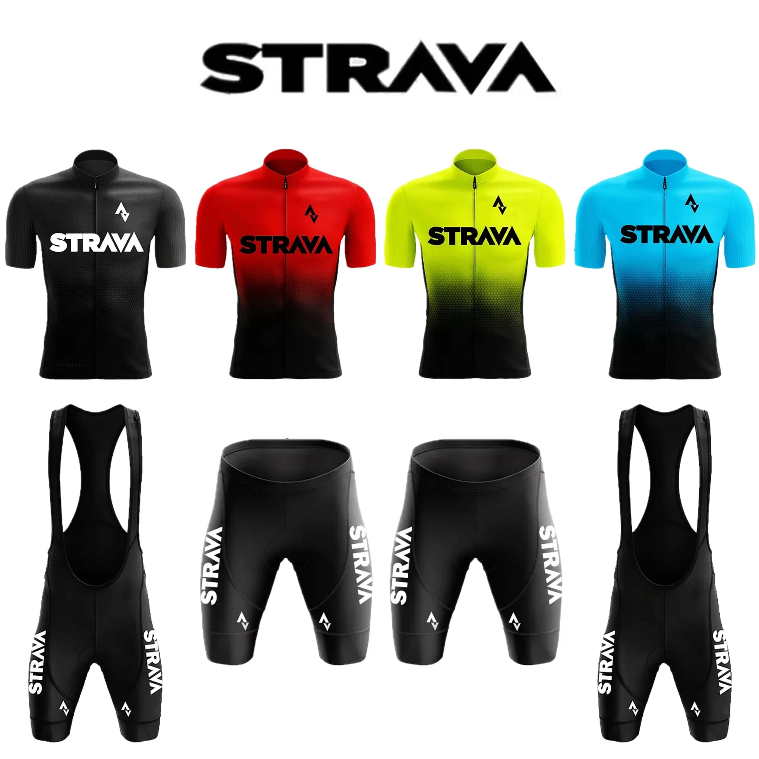 2024Strava Pro Bicycle Team Short Sleeve Maillot Cycling Men's Bike Mesh Set Breathable Summer Cycling Jumpsuit