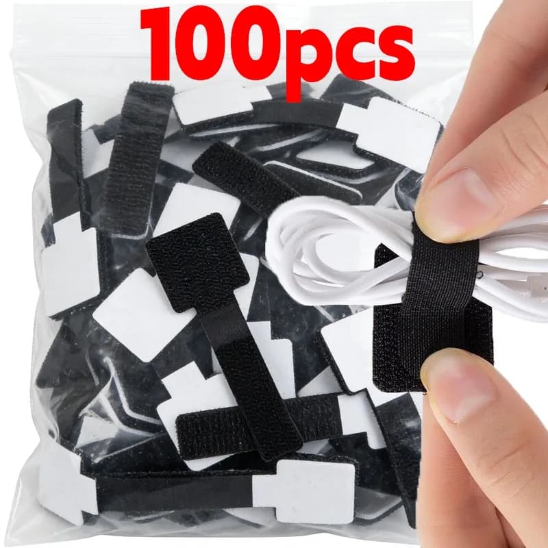10/100 Pezzi Fascette Riutilizzabili per Cavi, Organizzatore per Fili, Gestione Cavi per Mouse e Auricolari, Cinghie per Cavi, Gestione Cavi da Scrivania