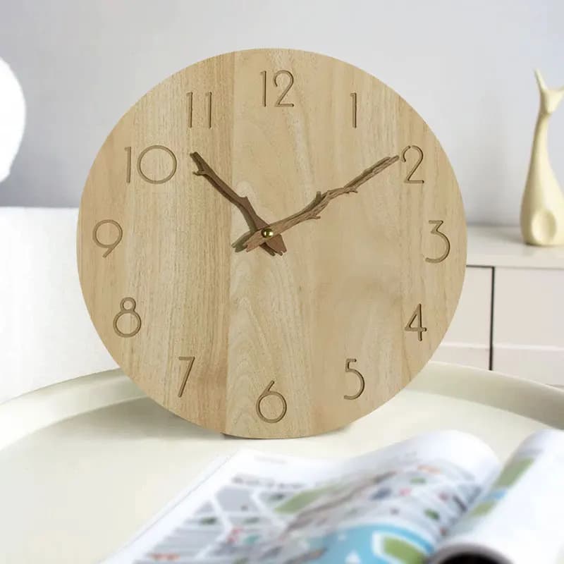 Orologio da Parete in Legno con Numeri Arabi, Silenzioso, Rotondo, per Decorazione Soggiorno e Camera da Letto
