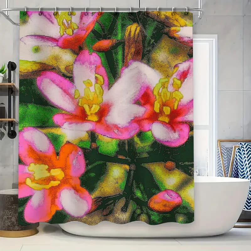 Traduzione: Tenda da doccia stampata con stelle marine blu viola per la decorazione del bagno Set di tappetini da bagno impermeabili in tessuto rosa con anelli
