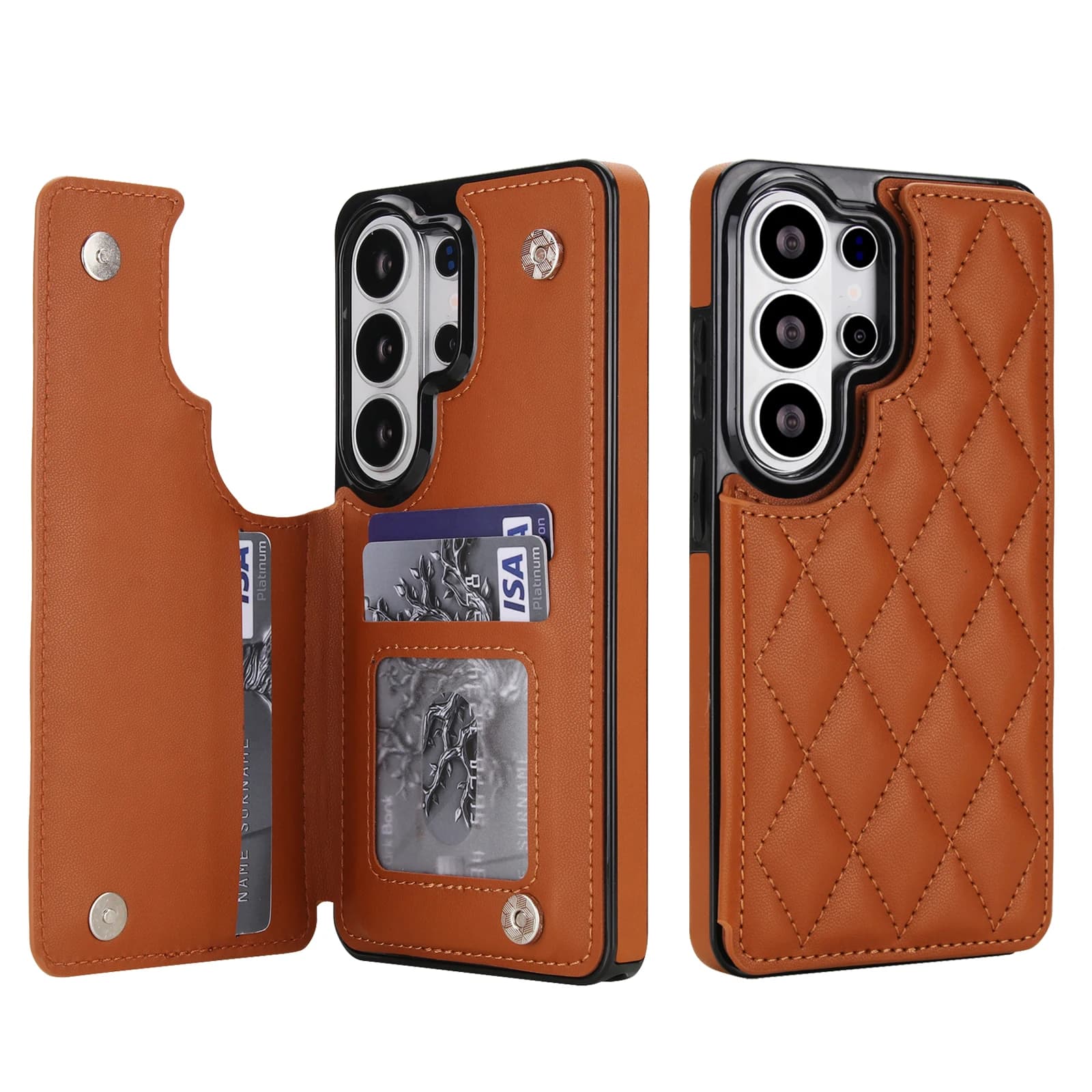 Custodia a Portafoglio in Pelle Trapuntata per Samsung Galaxy S22 S23 S24 S25 S26 Ultra Plus A37 A57 A16 A26 A36 A56 A55 A35 A15 con Porta Carte