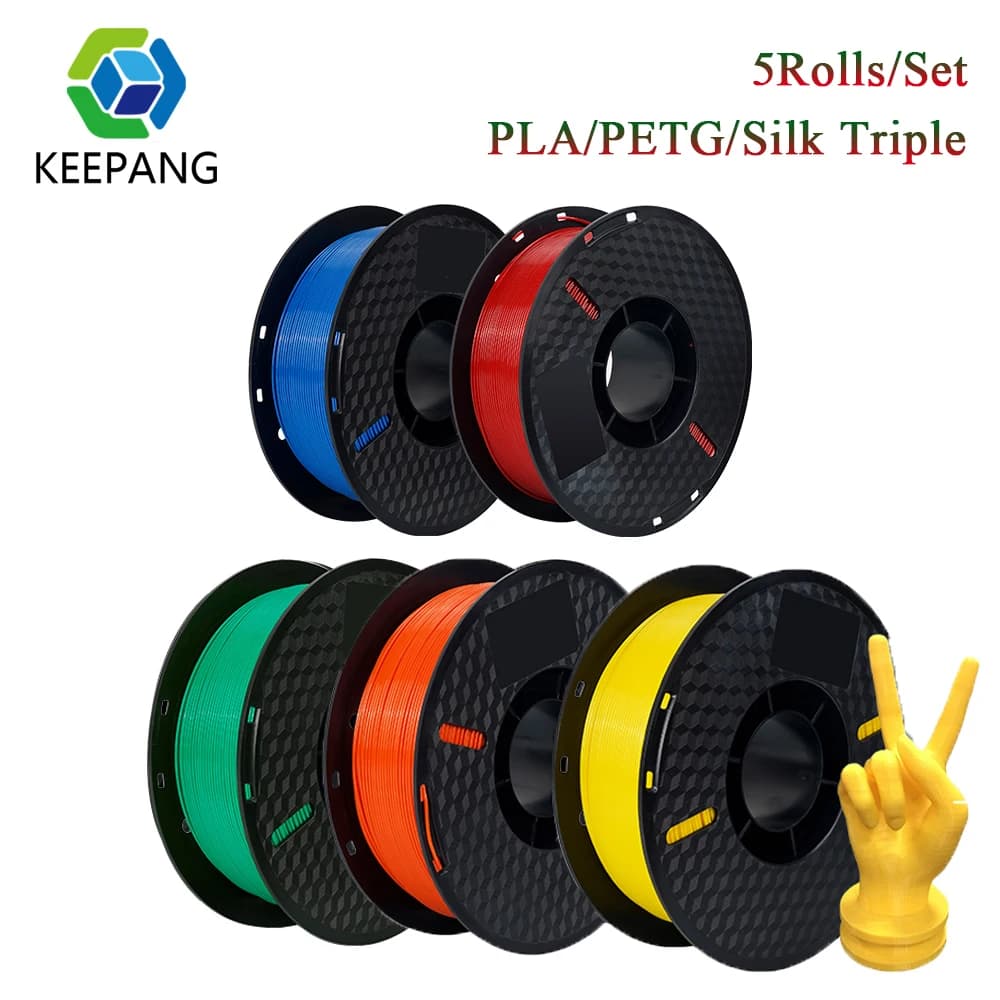 KEEPANG 5KG PLA PETG Triple Silk PLA Filament 1.75mm Neatly Wound Colorful 3D Printing Materials for FDM 3D Printer Filaments