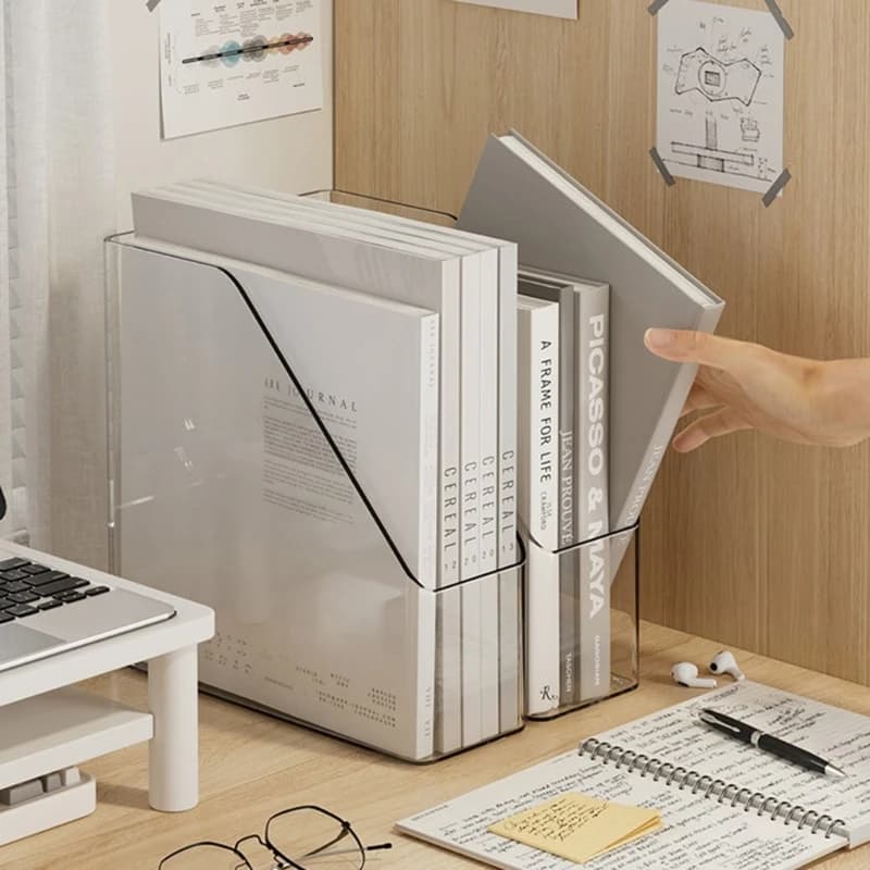 Acrylic Minimalist Clear Plastic Desk Organizer Single Slot File Magazine Book Storage Office Desktop Storage Rack