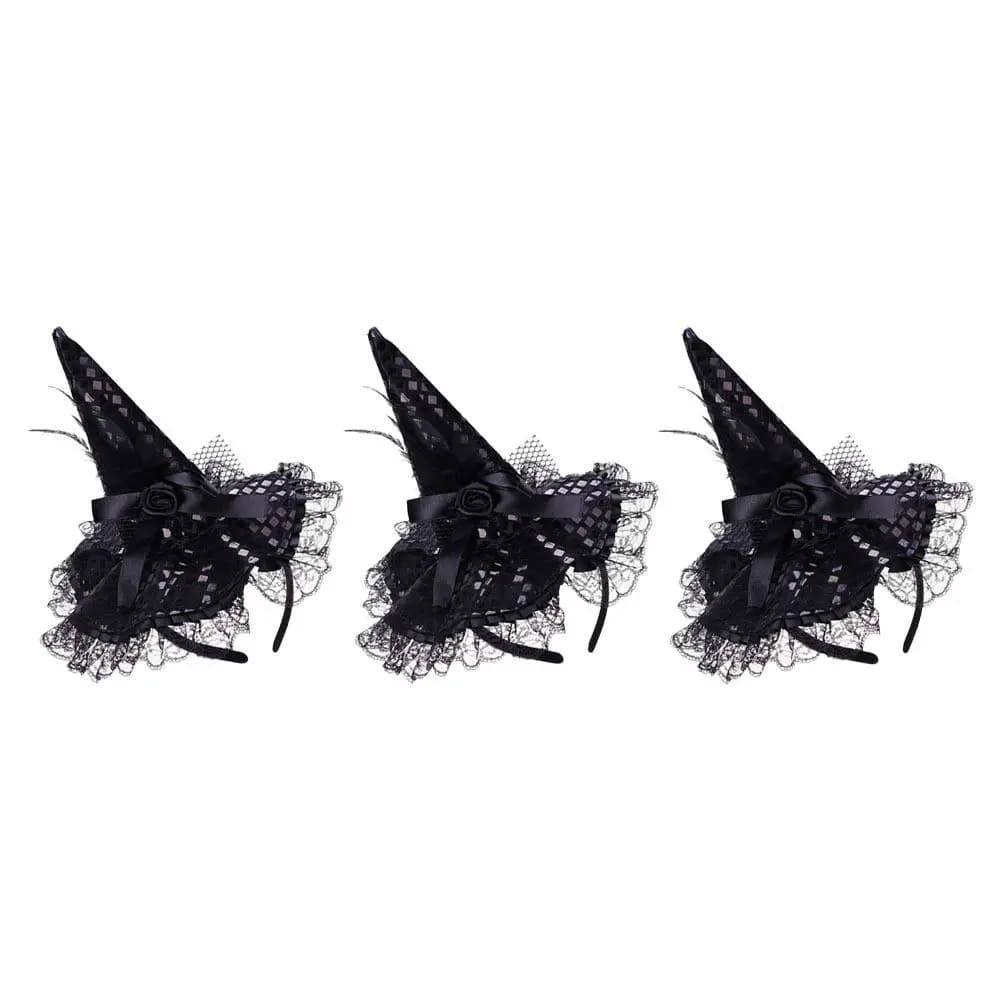 3 pezzi di fasce per capelli con cappello da strega di Halloween, paillettes in pizzo, fasce per capelli leggere per cosplay, comode fasce per capelli per festival, accessori per capelli per feste