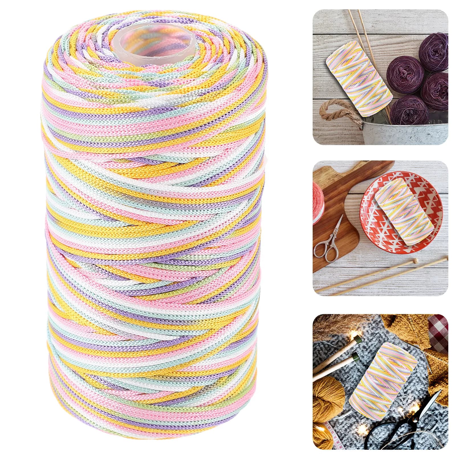 Rotolo di Filato in Seta Ghiaccio per Uncinetto, per Realizzazione Cappelli, Cucito Domestico, Decorazioni Fai-da-te, Perline, Confortevole, Flessibile, in Poliestere, per Lavori a Uncinetto