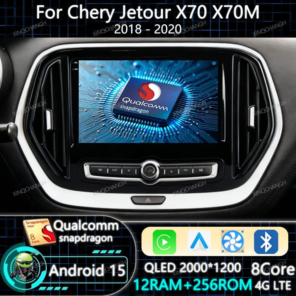 Autoradio Android 15 con Carplay per Chery Jetour X70 X70M 2018-2021, Lettore Multimediale BT, Navigazione GPS, 4G WIFI, QLED