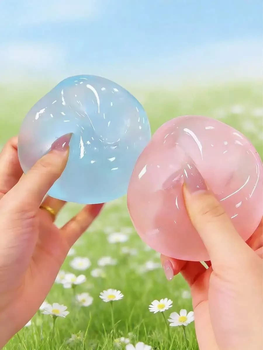 1/2 Pezzi Pallina Antistress Modellabile a Lenta Risposta con Olio di Cocco Blu, Giocattolo Antistress Rotondo da 6 cm in Maltone