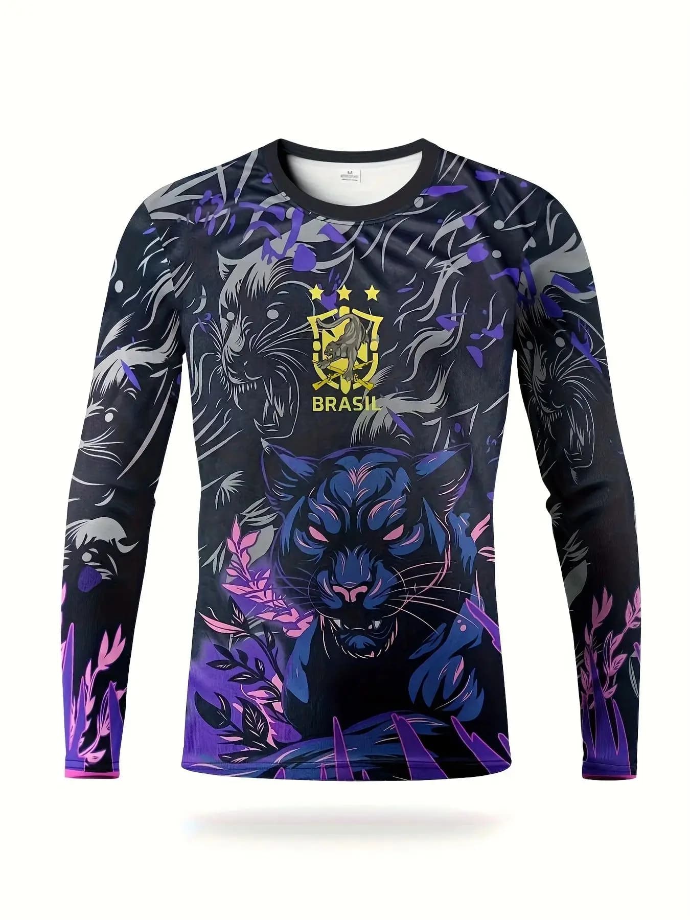 MEN'S BRAZILIAN LEOPARD PRINT FOOTBALL JERSEYS QUICK-DRYING SPORTSWEAR TRAINING AND COMPETITION BREATHABLE SPORTSWEAR