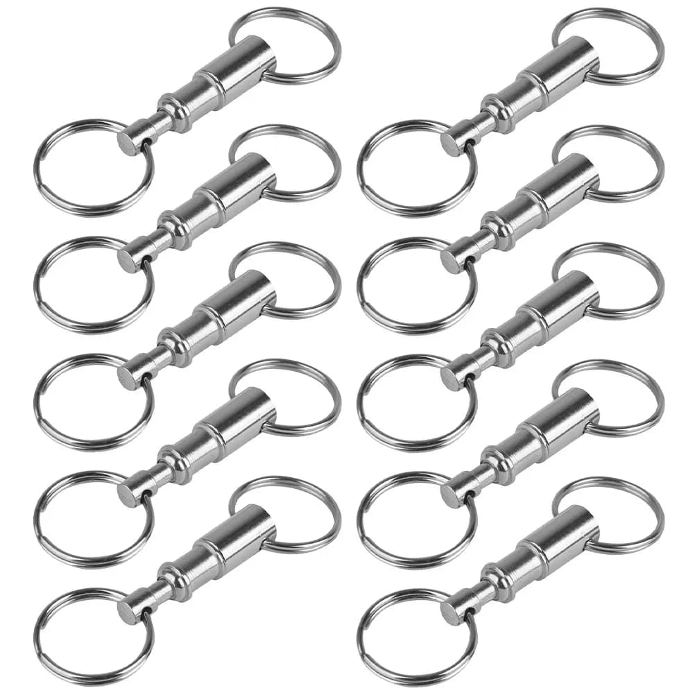 10Pcs Chrome-Plated Key Ring Holder Silver Metal Quick Detach Split Rings Double Spring Snap Separate Keychain Tool Flash Drive