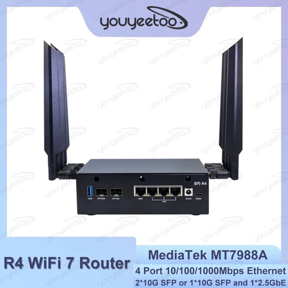 Kit router WIFI 7 Banana Pi BPI-R4 MediaTek MT7988A (Filogic 880) SOC Openwrt Smart Router 4 porte di rete Gbe Ripetitore wireless
