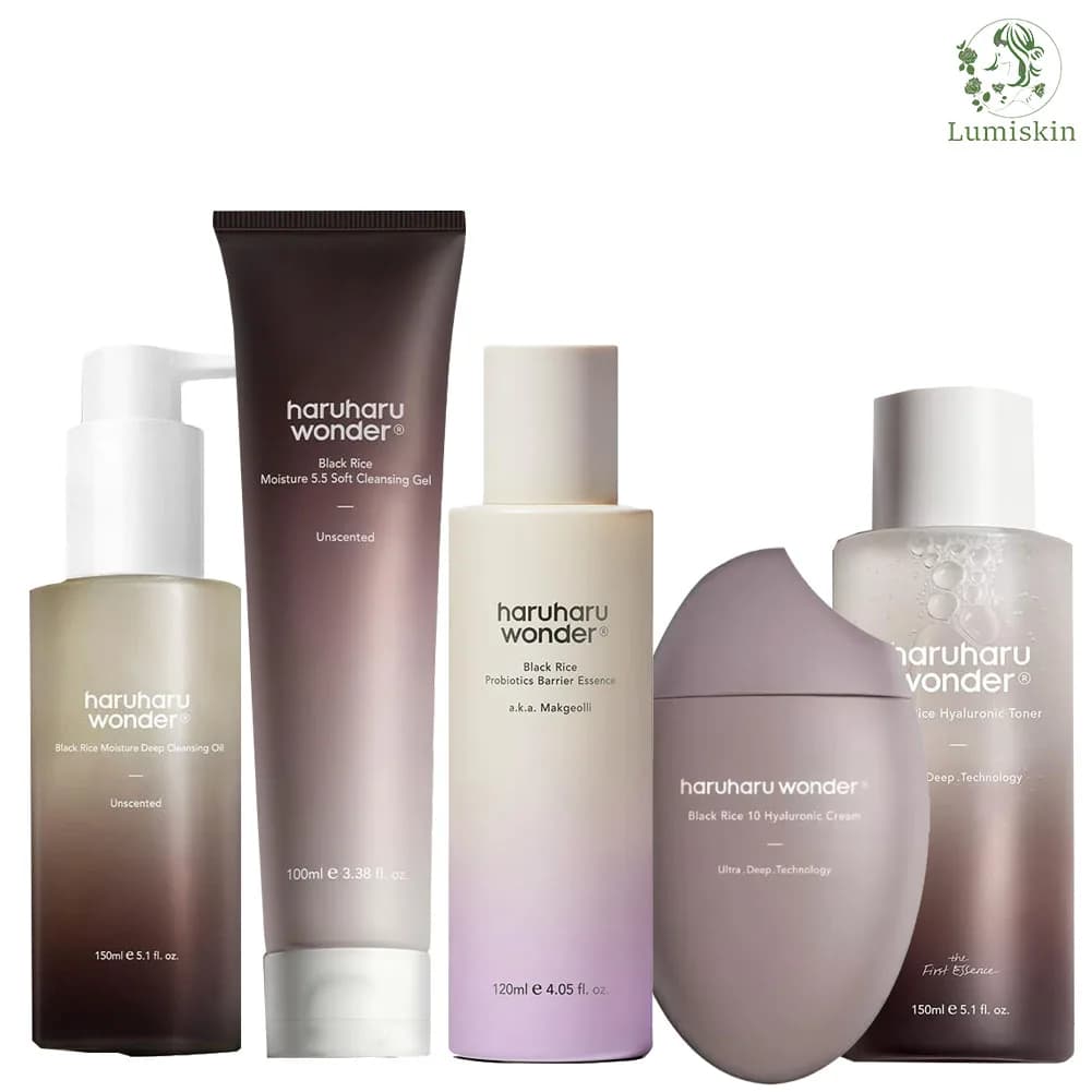 HARUHARU Wonder Gel Detergente Idratante al Riso Nero + Essenza Barriera + Tonico Ialuronico per Idratare la Barriera Cutanea per Pelli Sensibili