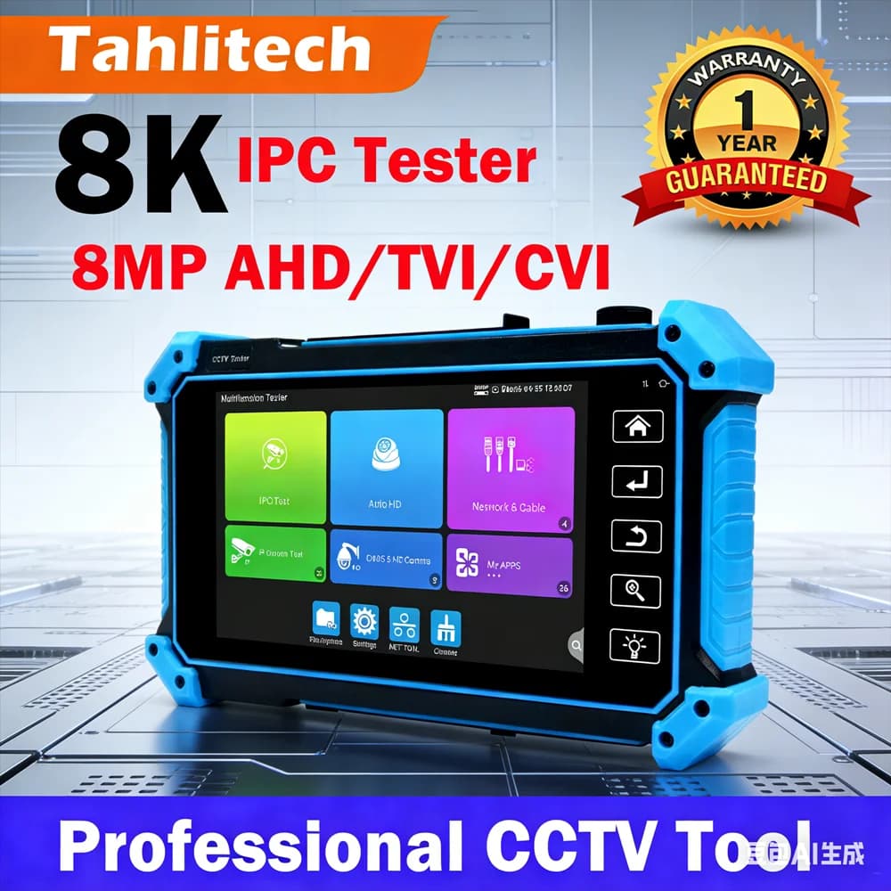 Tahlitech CCTV IP Camera Tester 5.4" 8MP TVI, HDMI VGA 4K IPC 8MP 5MP AHD CVI TVI, Wi-Fi Test Tool and Cable Tester