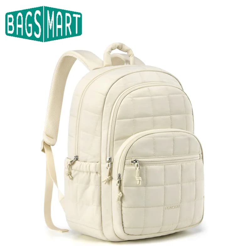 BAGSMART Borse per laptop Zaino casual universitario per donna Zaino per computer piccolo trapuntato Borsa per notebook da 15,6 pollici resistente all'acqua