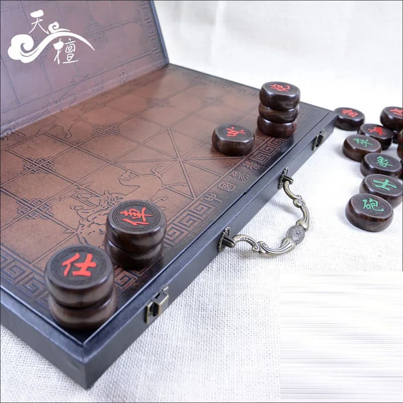 BSTFAMLY Scacchi Cinesi Palissandro Piega 32 Pz/set Vecchio Gioco di Go Xiang Qi International Dama Pieghevole Giocattolo Regali No Magnetico LC18