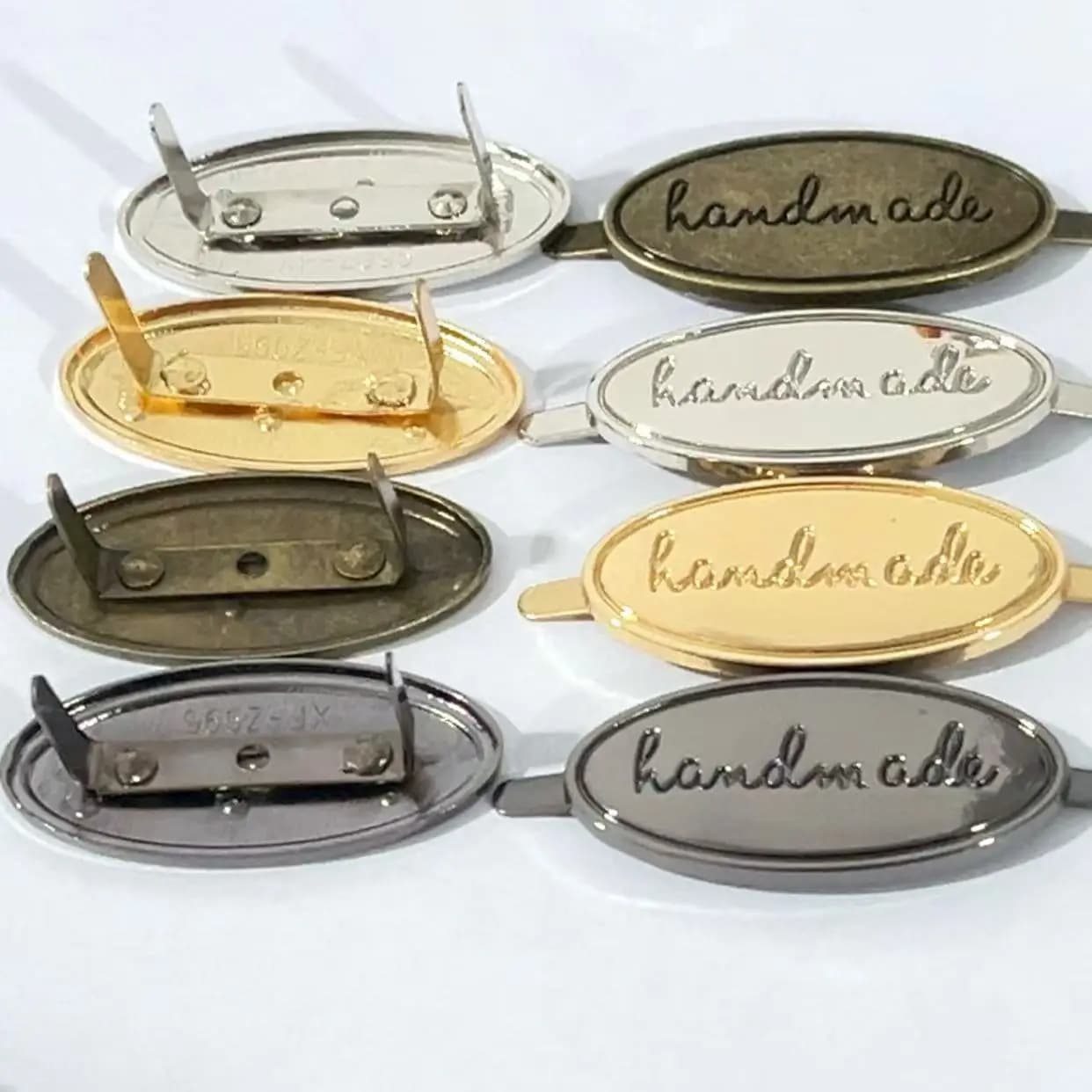5 pezzi/set accessori hardware per bagagli etichetta decorazione borsa fatta a mano fai da te hardware fibbia decorativa piastra di ferro marchio fatto a mano