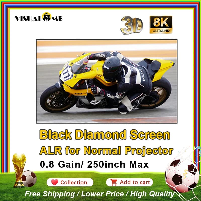 Schermo per Proiettore VisualMr Black Diamond ALR con Telaio Fisso, Cornice da 1CM, Proiezione 8K per Proiettori Normali