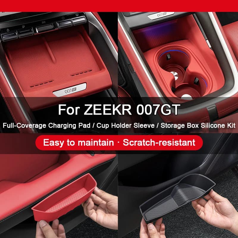 Per ZEEKR 007 GT Silicone 007GT Tappetino di ricarica wireless Protezione bottiglia d'acqua Assorbimento degli urti Maniglia della porta antiscivolo Scatola di immagazzinaggio